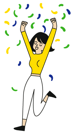 Mujer feliz bailando con confeti